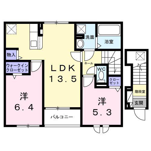 JR横浜線 橋本駅(神奈川) バス乗車時間:18分 最寄りバス停で下車 徒歩4分 2階建 新築(2LDK/2階)の間取り写真