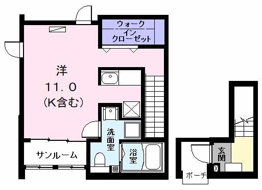 ブランメゾン(ワンルーム/2階)の間取り写真