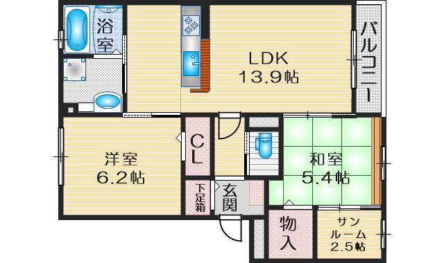 RAVINE千里中央(2LDK/3階)の間取り写真