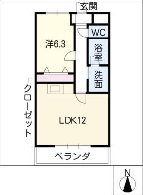 プランドール(1LDK/2階)の間取り写真