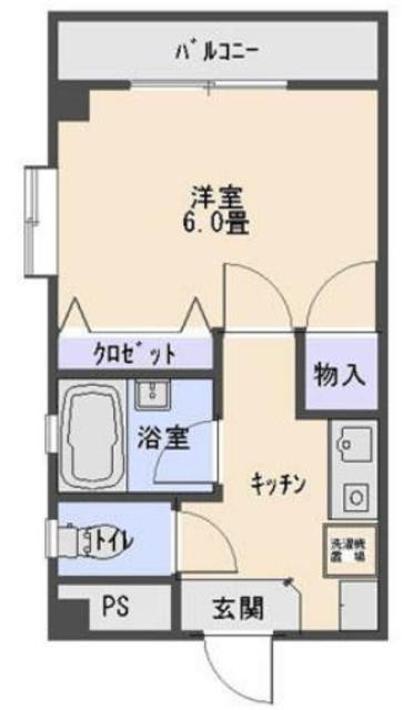 エステート鹿沼(1K/4階)の間取り写真