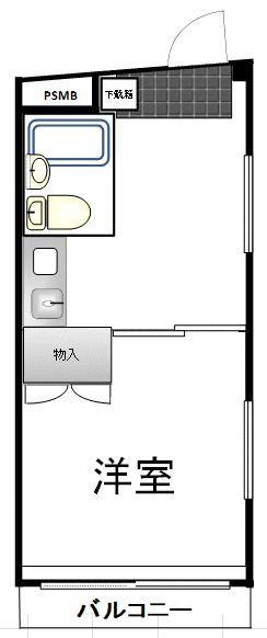 石塚ビル(1K/3階)の間取り写真