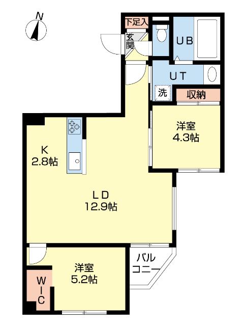 LCREATE新さっぽろ(2LDK/4階)の間取り写真