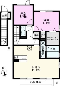 トワメゾンIII(2LDK/2階)の間取り写真