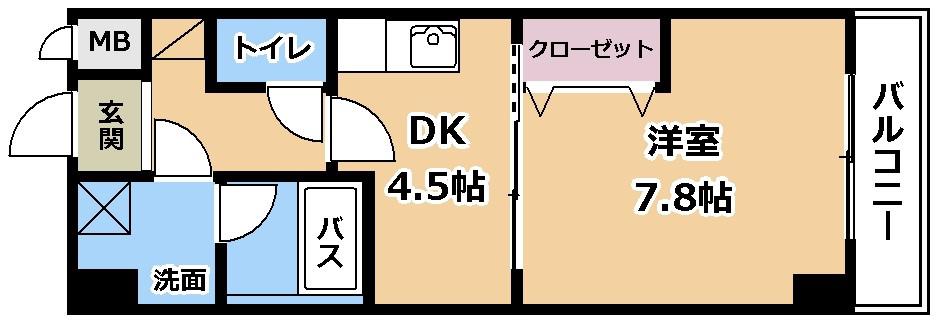 FELICIAうさぎ(1DK/9階)の間取り写真