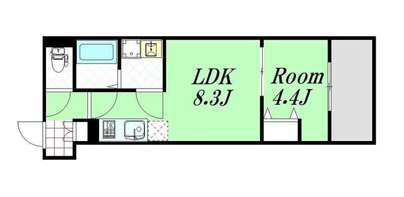 FOREST FUKUSHIMA(1LDK/1階)の間取り写真