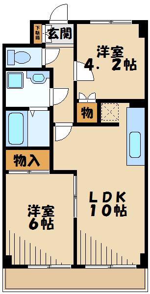 鴨志田第1ビル(2LDK/4階)の間取り写真