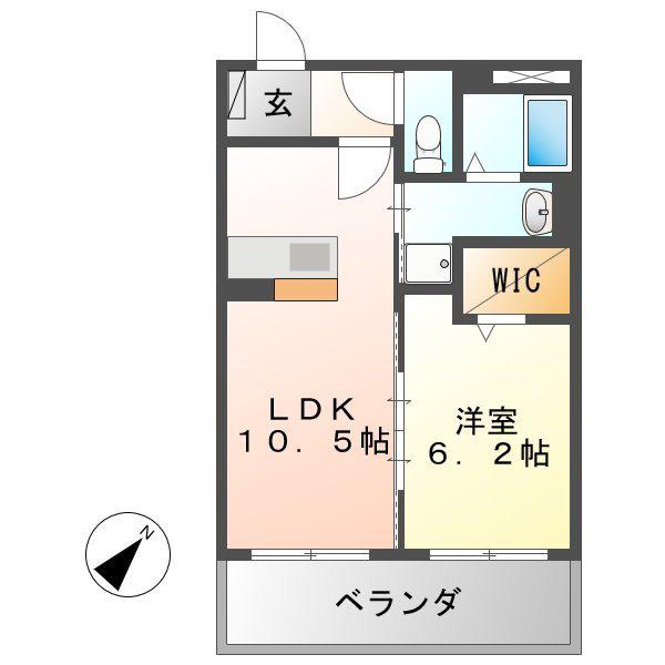 ARATA壱番館(1LDK/2階)の間取り写真