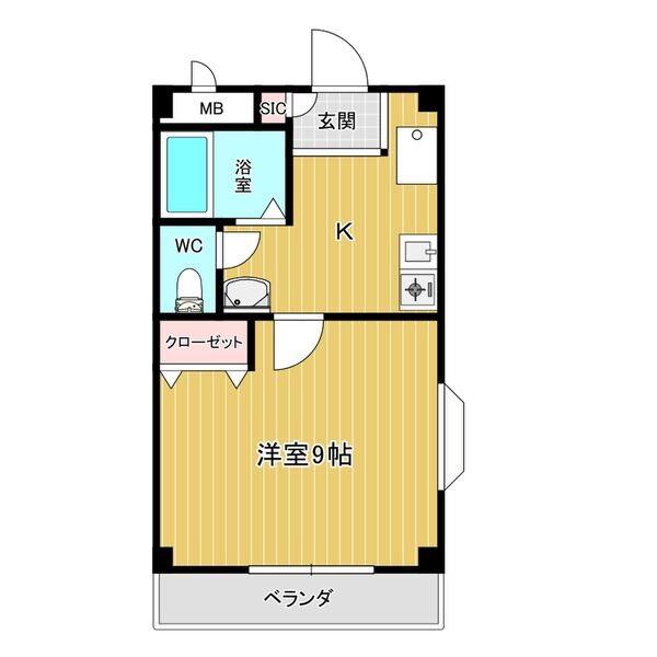 ボヌール・川上(1K/2階)の間取り写真