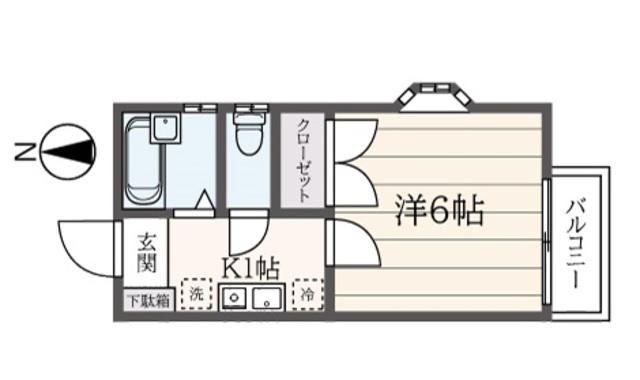 カーサ南(1K/1階)の間取り写真