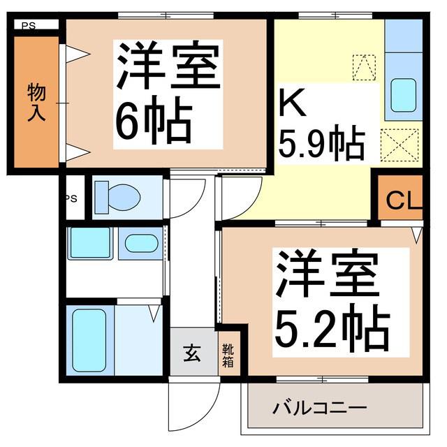 クリアネス(2K/1階)の間取り写真