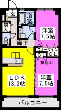 スルス門松II(2LDK/3階)の間取り写真