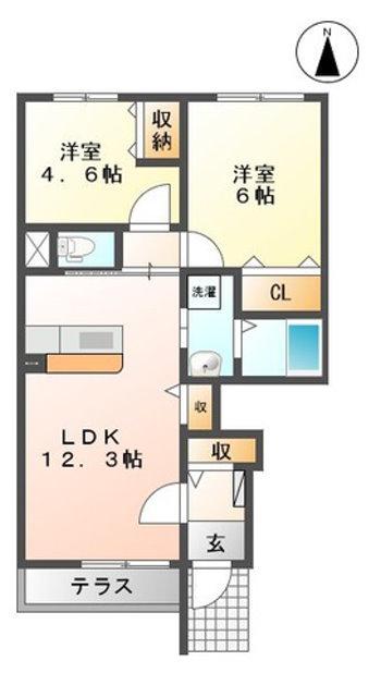 MOA・LUCE18(2LDK/1階)の間取り写真