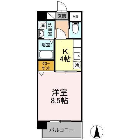 エスパシオ本陣(1K/2階)の間取り写真