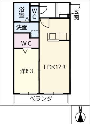 スカイビューヒルズ(1LDK/2階)の間取り写真
