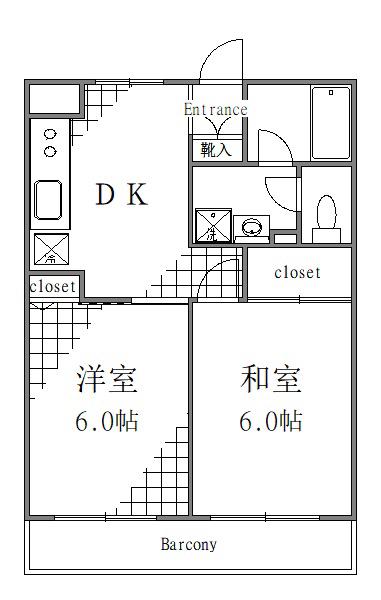 グランシャリオ(2DK/2階)の間取り写真