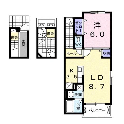 ベルヒルズ鶴見 2(1LDK/3階)の間取り写真