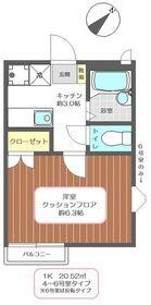 シャンフェルト西落合(1K/2階)の間取り写真