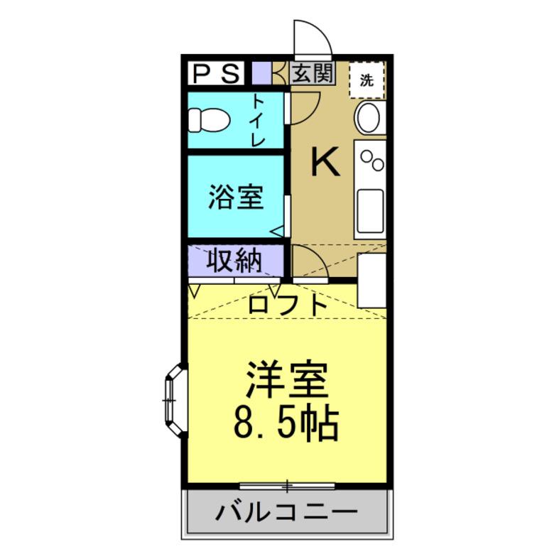 ロイヤルキャビン21(1K/2階)の間取り写真