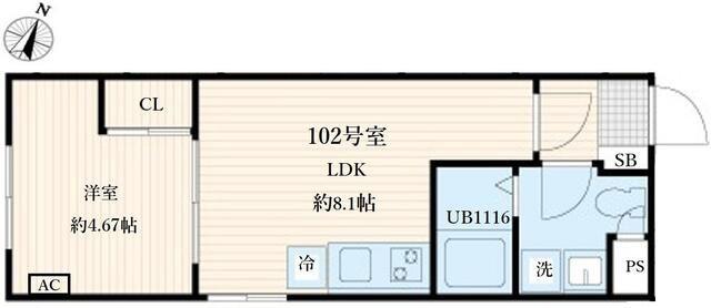 AGLAIA要町(1LDK/1階)の間取り写真