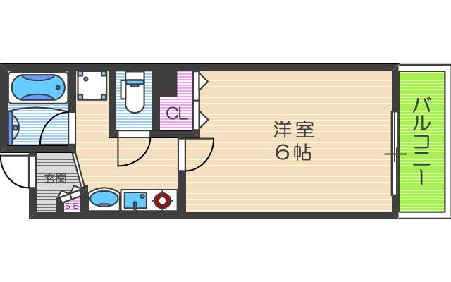エスリード同心第3(1K/12階)の間取り写真