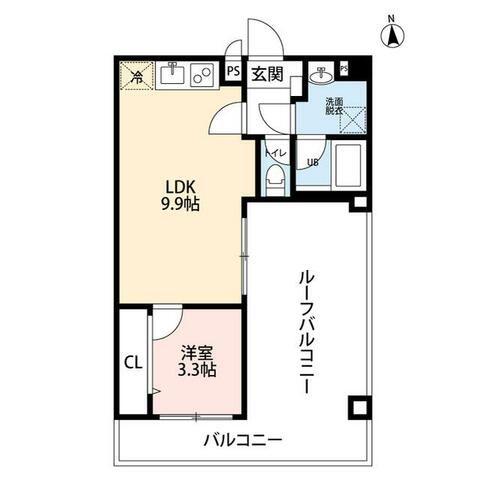 アップワード本厚木(1LDK/10階)の間取り写真