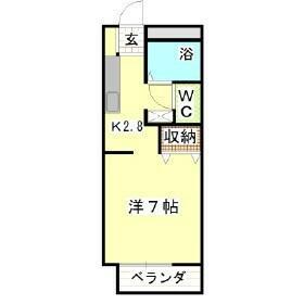 グレイシャスガーデン(ワンルーム/2階)の間取り写真