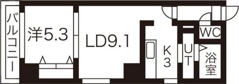 SPACE北三条(1LDK/3階)の間取り写真