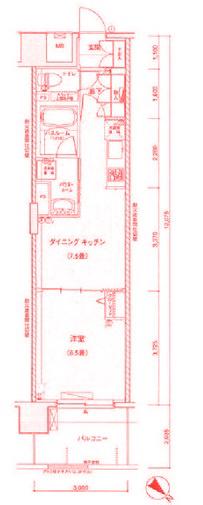 LA.PRYLE新横浜(1DK/3階)の間取り写真