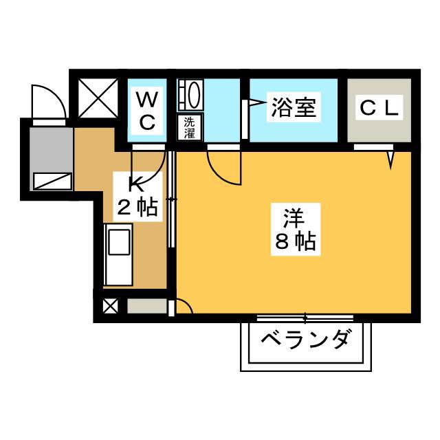 エレガンス(1K/1階)の間取り写真