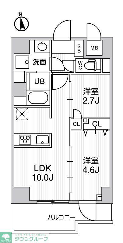 S-RESIDENCE千住大橋BROAD(2LDK/1階)の間取り写真