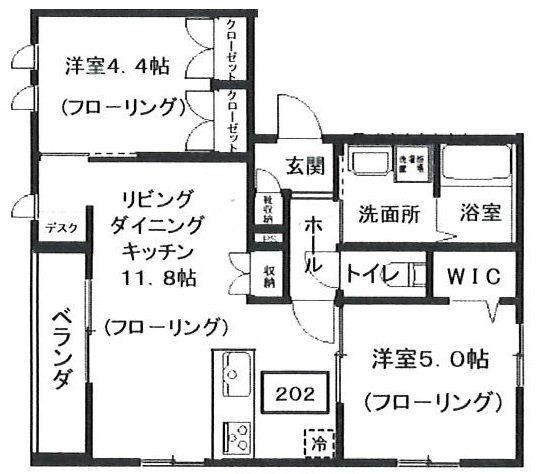 へーベルメゾン代々木上原(2LDK/2階)の間取り写真