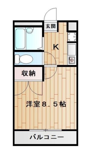 カームプレイス1(1K/2階)の間取り写真