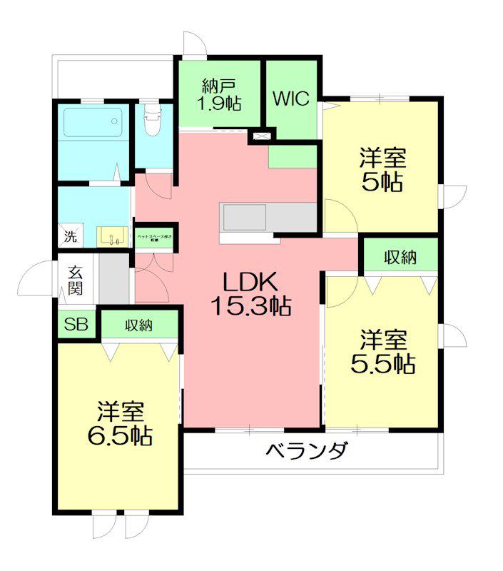 アルカディア(3LDK/2階)の間取り写真