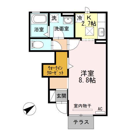 CHOU CHOU 橋目(1K/1階)の間取り写真