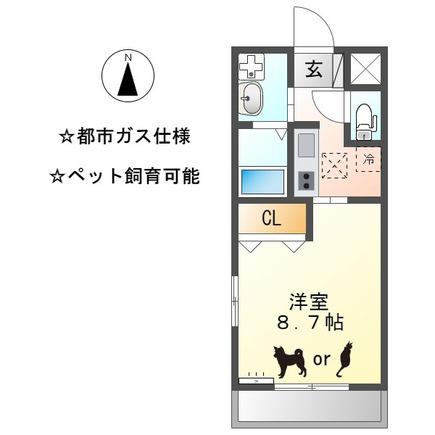 フォレストメゾン(1K/1階)の間取り写真