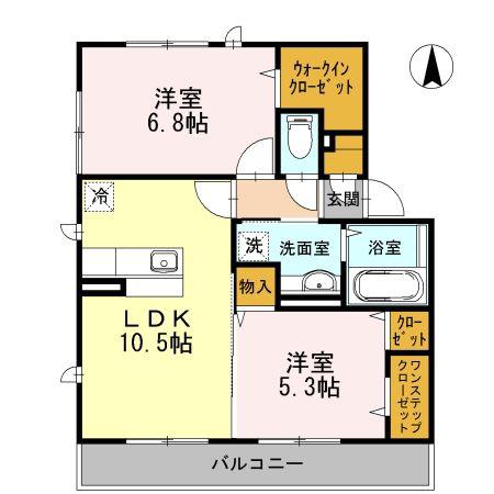 ラウレア(2LDK/2階)の間取り写真