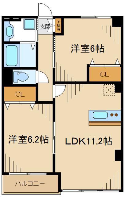 FIORE(2LDK/3階)の間取り写真