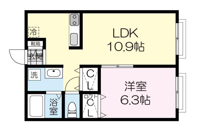 メゾンルノール(1LDK/2階)の間取り写真