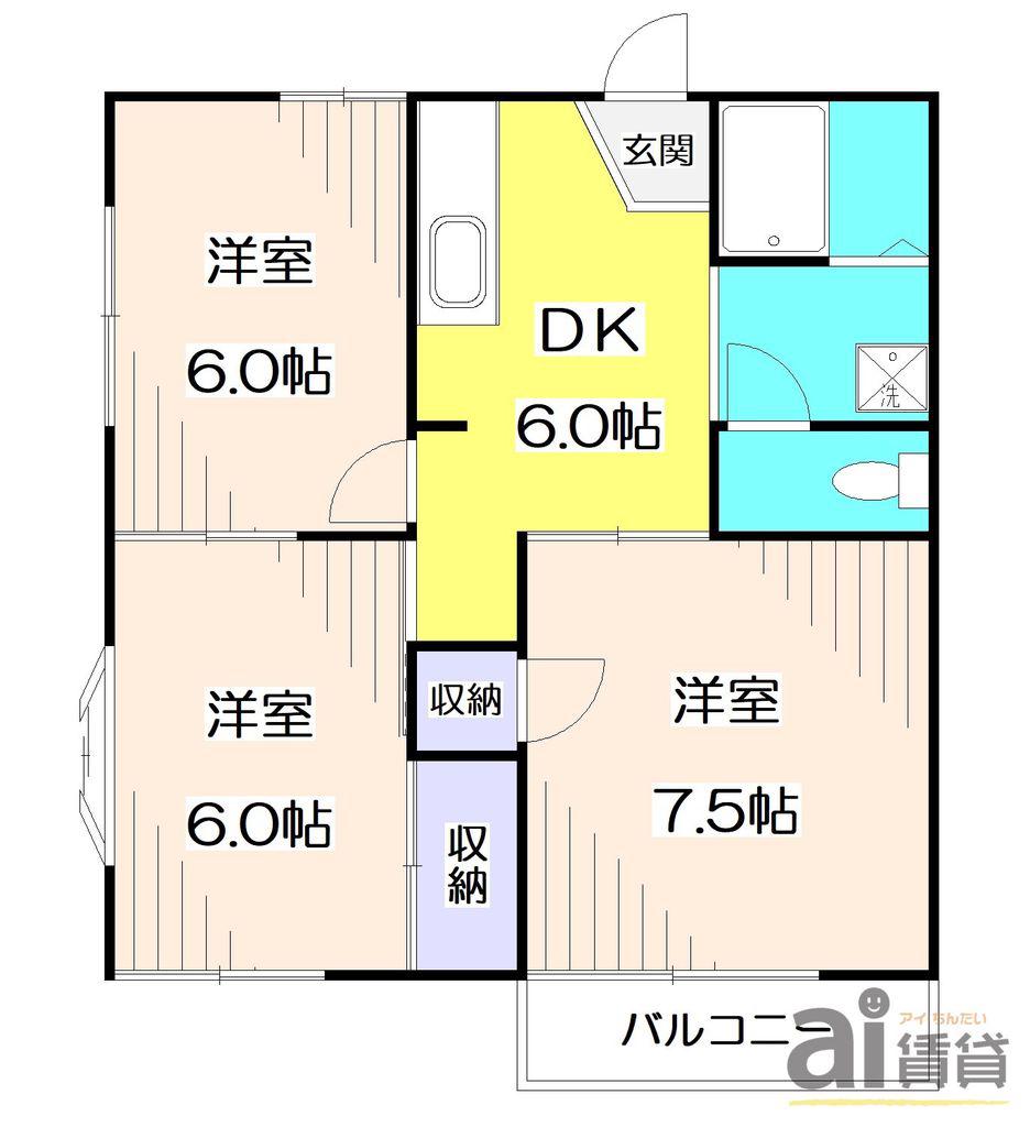 メゾン大和田(3DK/2階)の間取り写真