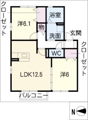 プリムローズ(2LDK/2階)の間取り写真