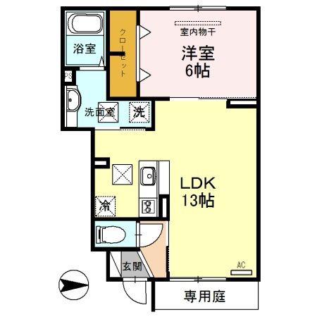 イースト VILLAGE 2015(1LDK/1階)の間取り写真