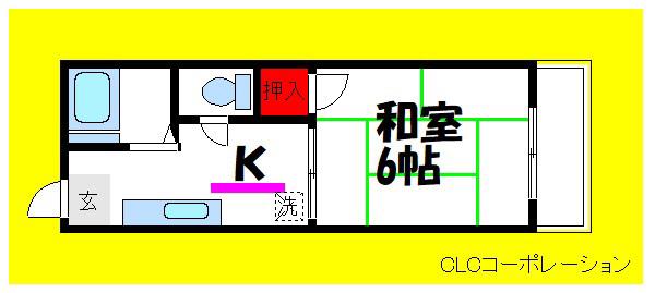 コーポウィステリア(1K/1階)の間取り写真