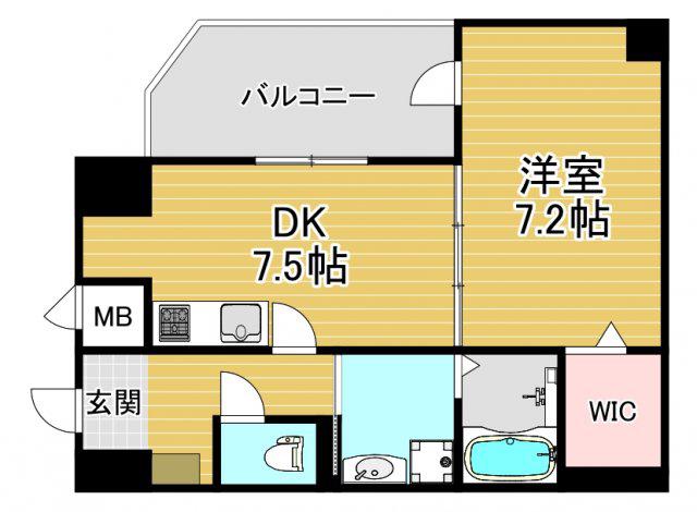 セントラル ヒルズ(1DK/6階)の間取り写真