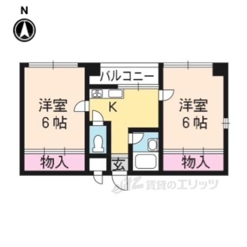アメニティ竜安寺(2K/2階)の間取り写真