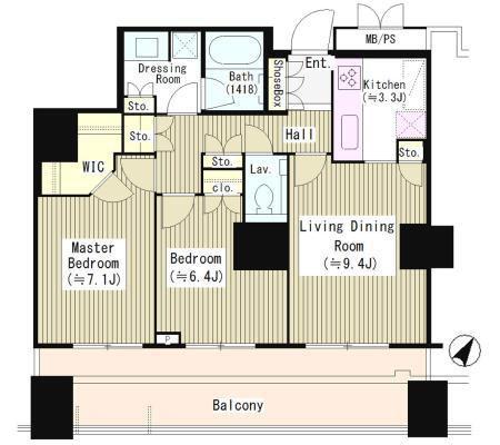 CAPITAL GATE PLACE ザ・タワー(2LDK/5階)の間取り写真