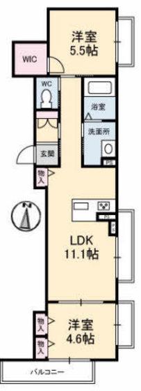 シャーメゾン ユーコー(2LDK/3階)の間取り写真