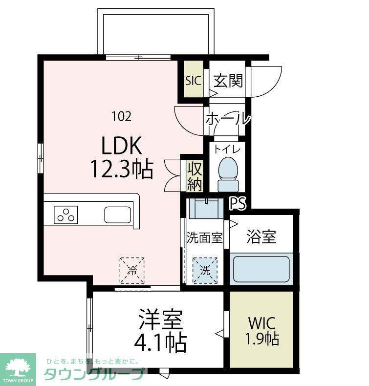ストリーム鴨居(1LDK/1階)の間取り写真