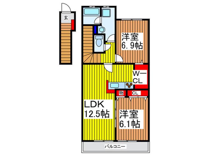 エターナルアイランド(2LDK/2階)の間取り写真