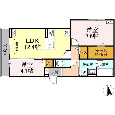 地下鉄東山線 藤が丘駅(愛知) 徒歩13分 3階建 新築(2LDK/2階)の間取り写真